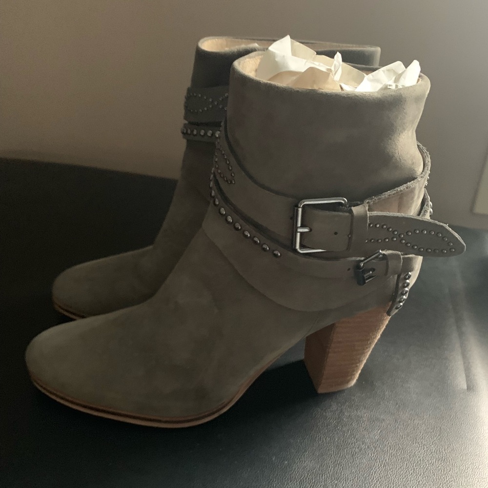 Mint Velvet Graphite Suede Designer Boots Size 8